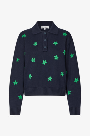 Stine Goya Relief Knit Polo Knit Relief Knitted Flowers