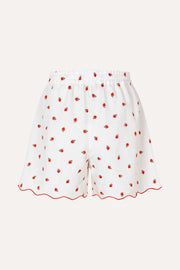 Stine Goya Scalloped Elasticated Waistband Shorts Shorts Red Poppy