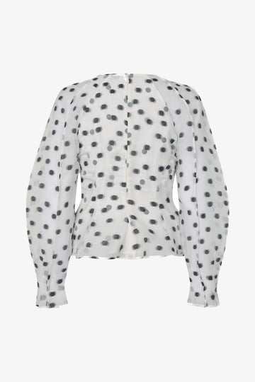 Stine Goya Sheer Peplum Top Top Flower Polka Dot