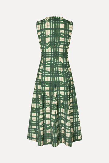 Stine Goya Sleeveless Gathered Midi Dress Dress Checkered Wave
