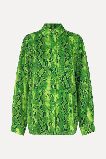 Stine Goya Sophia Shirt Top Snakeskin Green