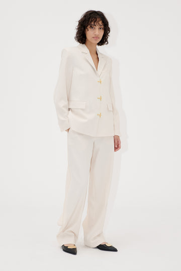 Stine Goya Tailored Slit Pants Pants Ivory / Cornsilk