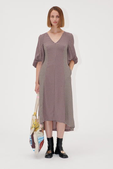 Stine Goya Three-Quarter Sleeve Midi Dress Dress Pink/Black