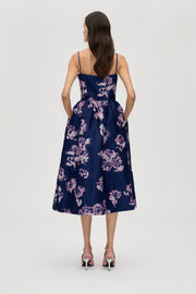 Stine Goya Voluminous Strap Dress Dress Blush Roses On Indigo