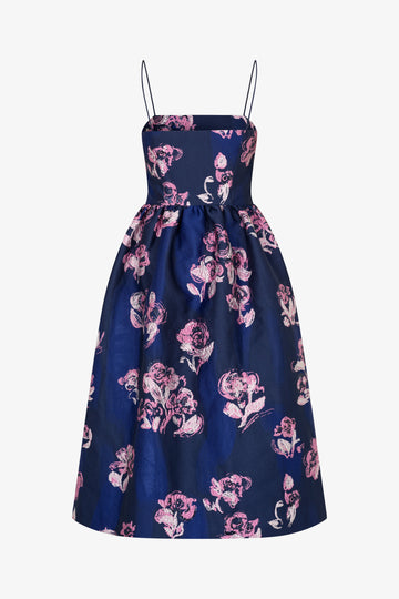 Stine Goya Voluminous Strap Dress Dress Blush Roses On Indigo